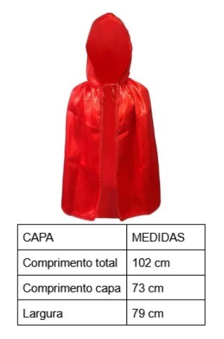 CAPA C/ CAPUZ VERMELHA INFANTIL